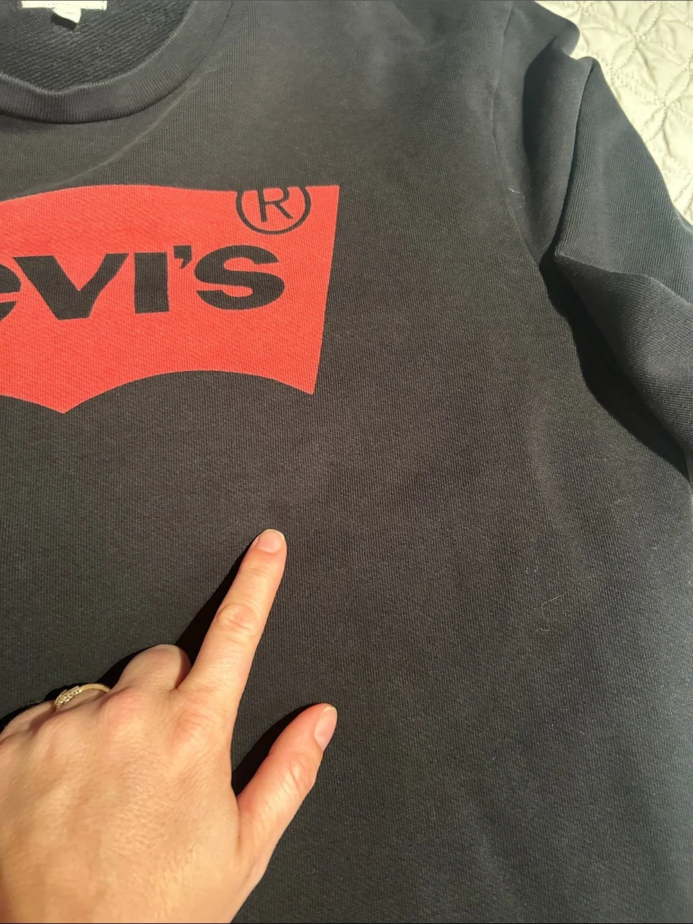 Levi's Black Crewneck Sweatshirt with Red Batwing Logo